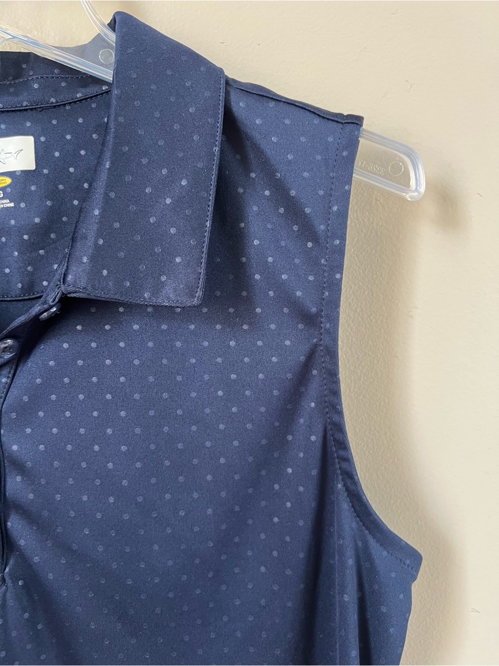 Greg Norman Women's Navy Blue Polka Dot Sleeveless Golf Polo Shirt Large - Picture 8 of 11